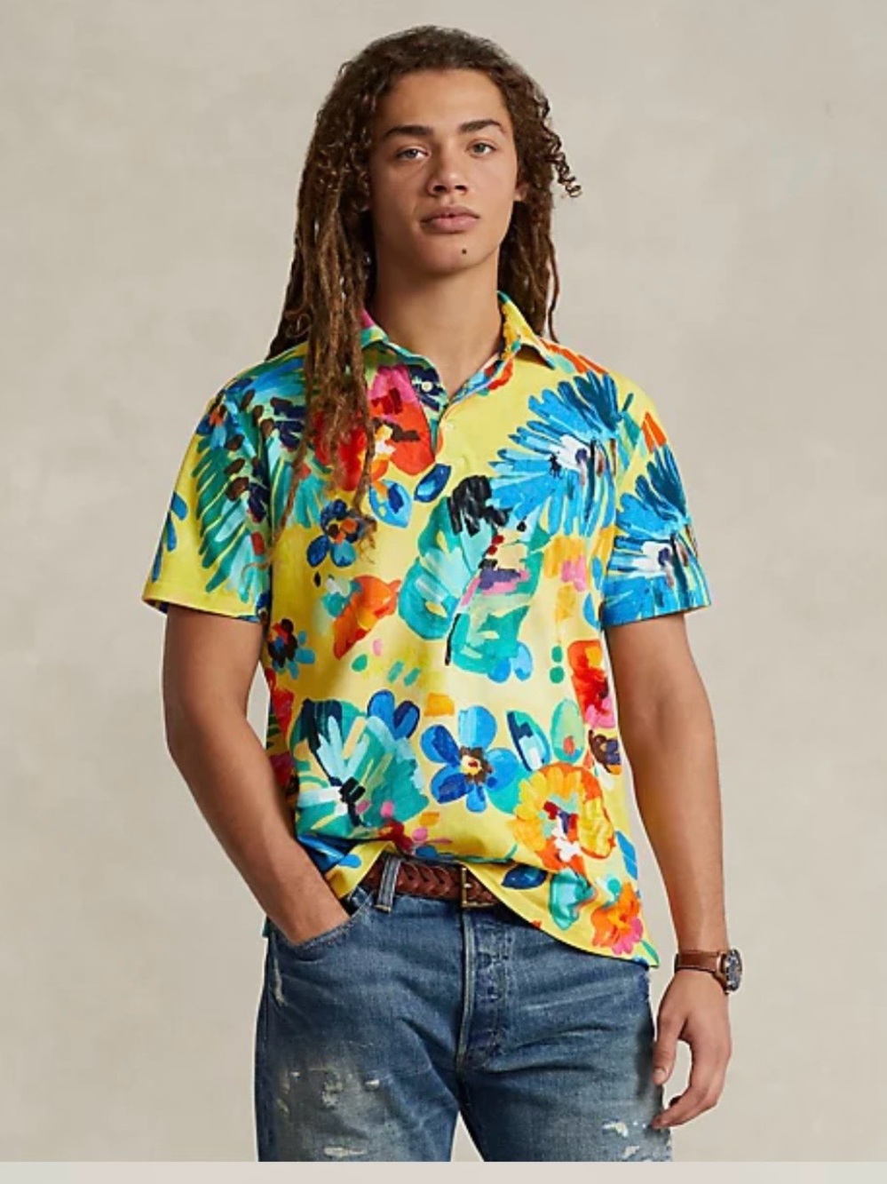Ralph Lauren Classic Fit Floral Mesh Polo Shirt